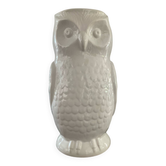 Porte-parapluie hibou vintage en céramique émaillée