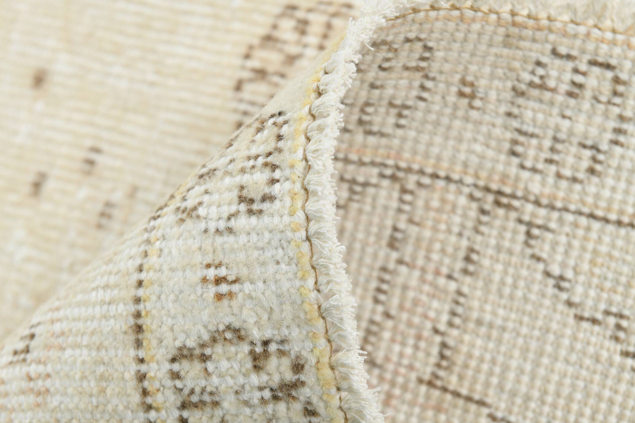 Soft Beige Neutral Vintage Oushak Carpert Rug, 222x330 Cm