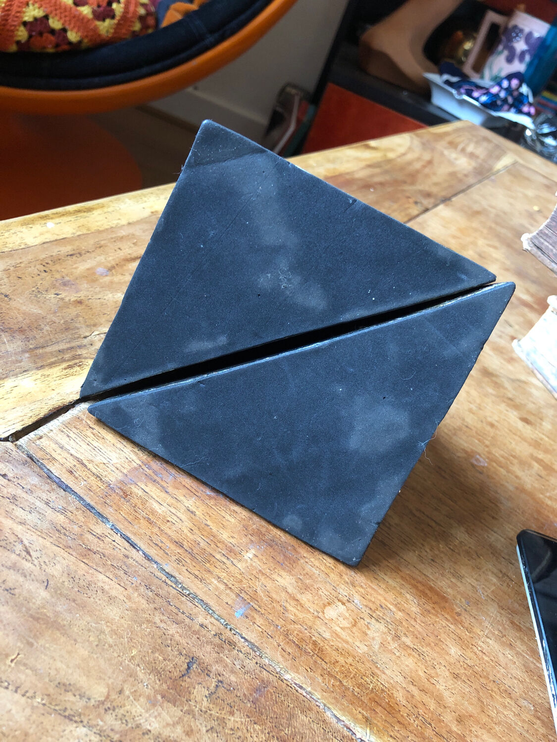 Marbled pyramids art deco bookends