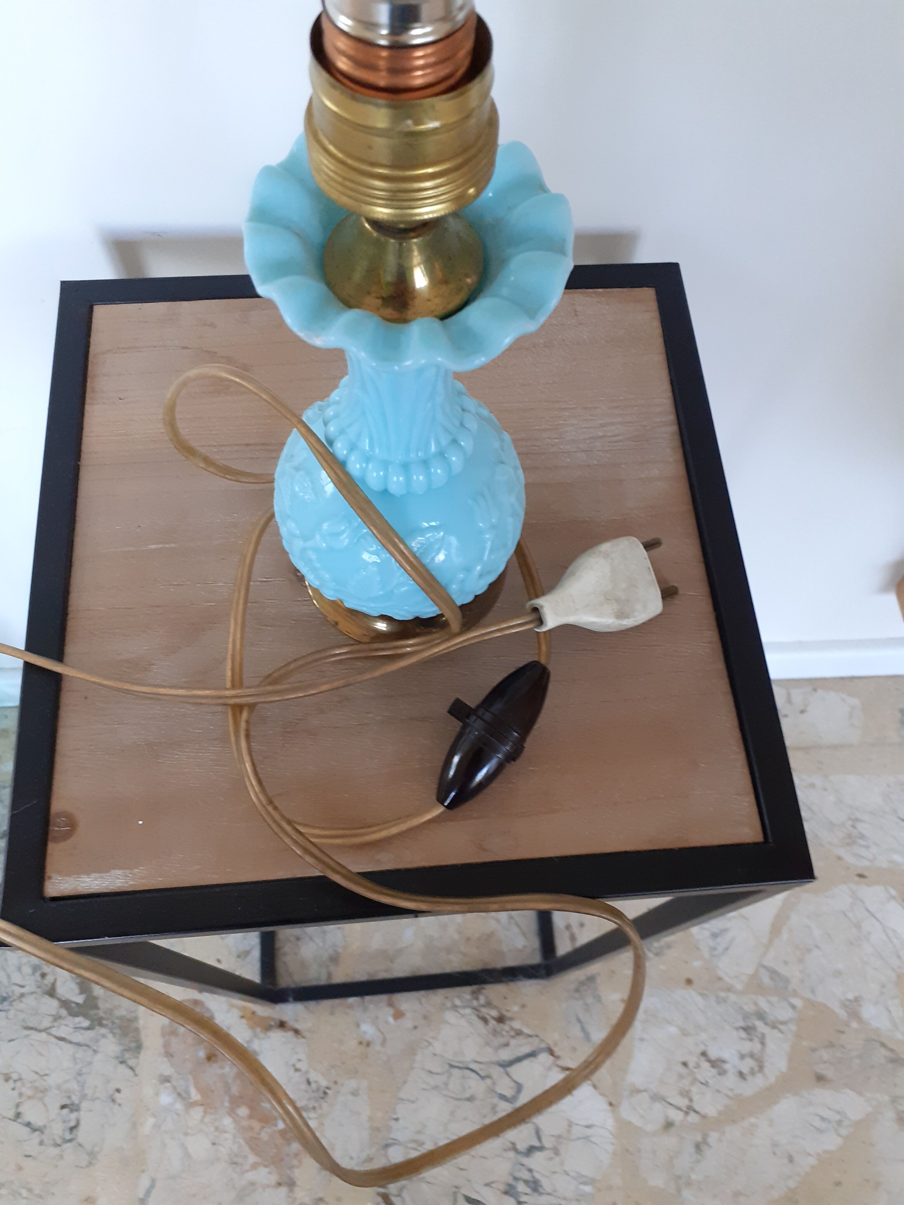 Sky blue opaline lamp foot