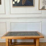 Brutalist wood and ceramic coffee table