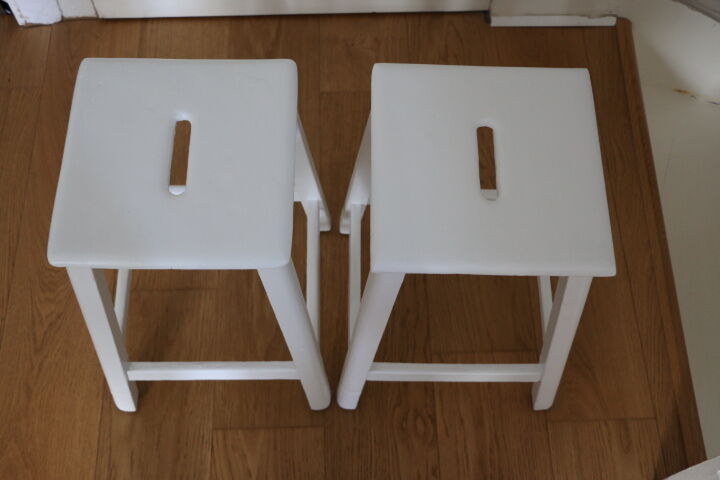Tabouret bois années 50 blanc