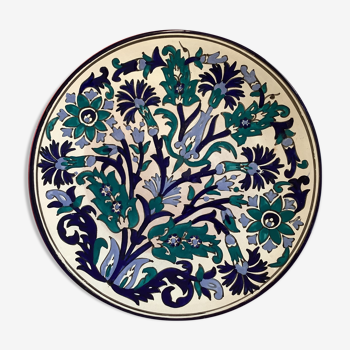Moroccan craft dish round vintage glazed terracotta