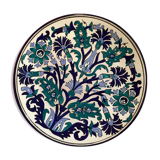 Moroccan craft dish round vintage glazed terracotta