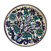 Moroccan craft dish round vintage glazed terracotta