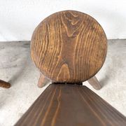 Trio de chaises d'alpage en pin massif, France, années 1950