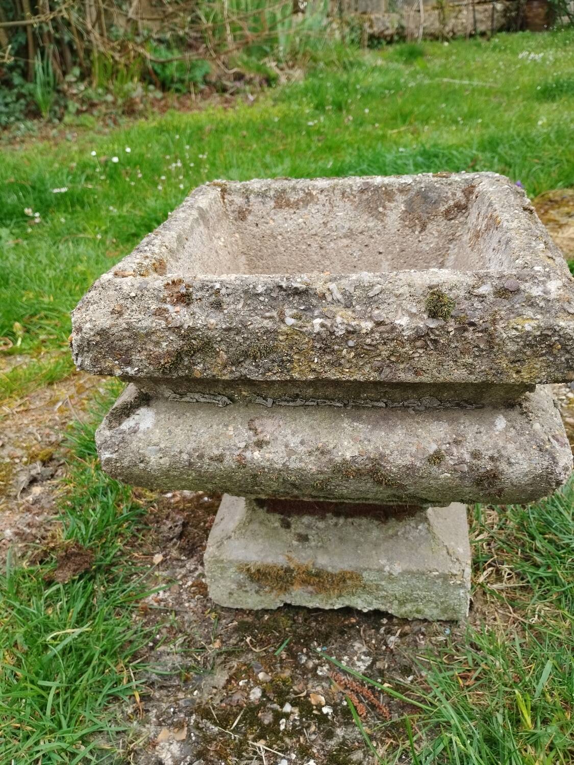 Pair of vintage antique stone Medici planters