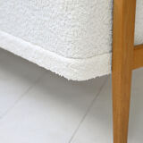 Vintage Scandinavian sofa with faux lambskin