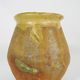 Beautiful little grease pot in yellow terracotta and glazed green. NINETEENTH century