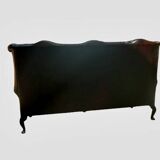 Vintage Chesterfield 3-seater sofa in red leather - English wingback model