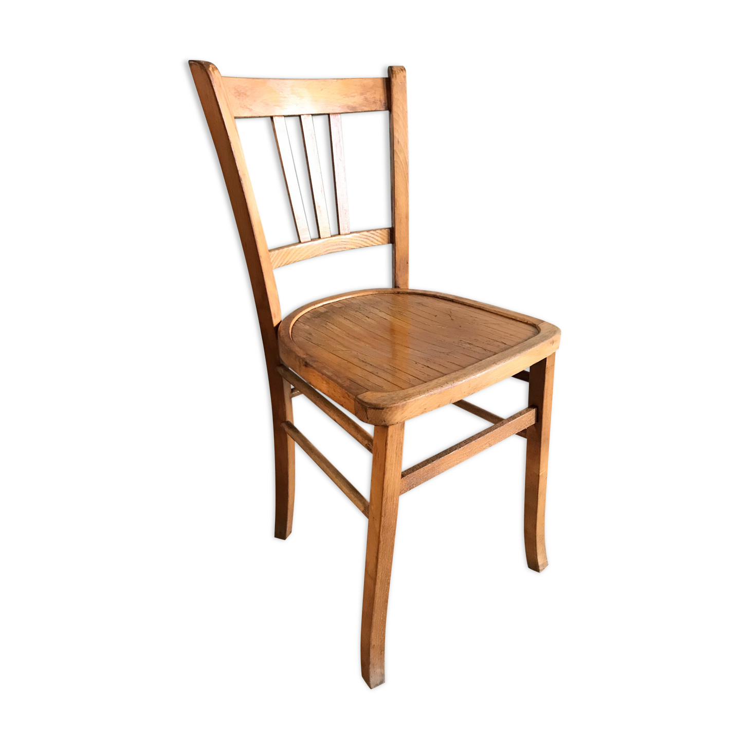 Vintage bistro chairs in natural wood marked luterma