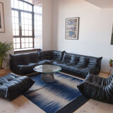 Set Togo leather black model designed by Michel Ducaroy 1973
