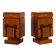 Set of Two Geometric Art Deco Wooden Nightstands, Italy 1920s