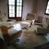 Set of 4 armchairs and pouf