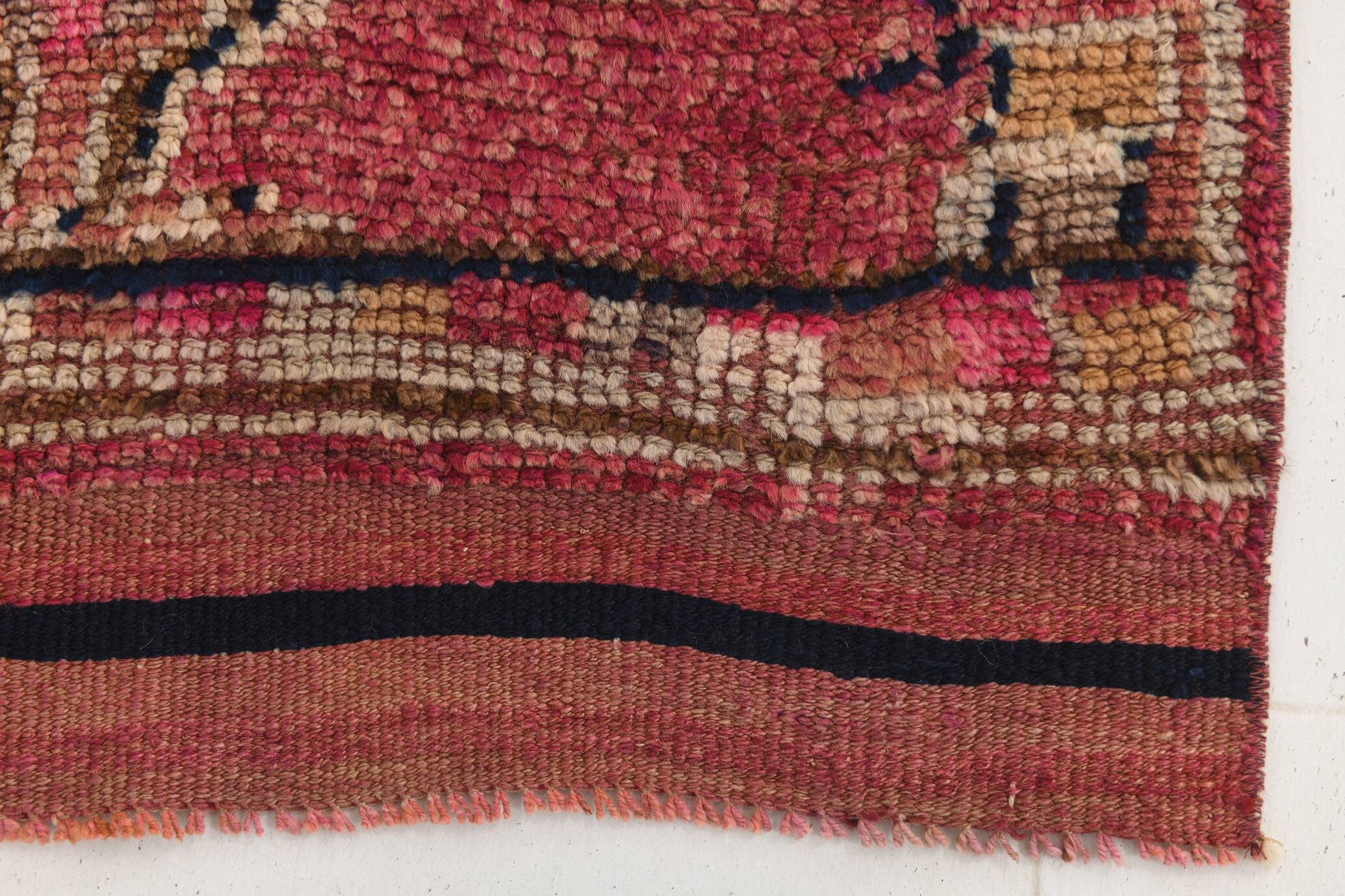 Red Cream Tribal Turkish Runner Rug 88x311Cm SK 18885