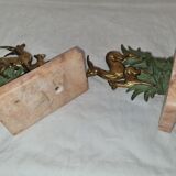 Bookends art deco bronze & marble gazelles