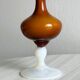 Vintage opaline soliflore vase in two-tone amber and white glass on foot