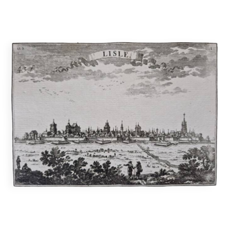 17th century copper engraving "Lisle" By Sébastien de Pontault de Beaulieu (1612-1674)