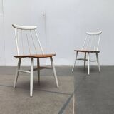 Teak mid-century table and Fanett chairs by Ilmari Tapiovaara for Asko, set of 5.