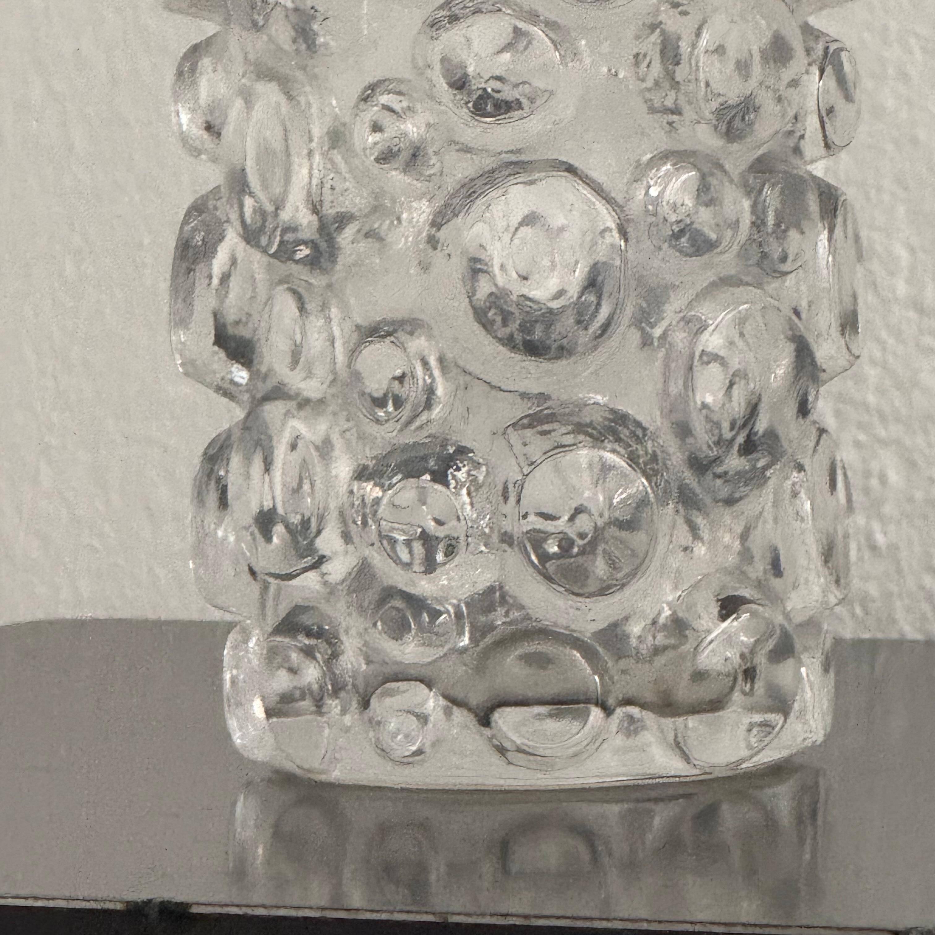 Clear decorative Vase sculpture with spikes, glass vase