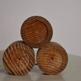Trio of vintage Scandinavian wooden candle holders