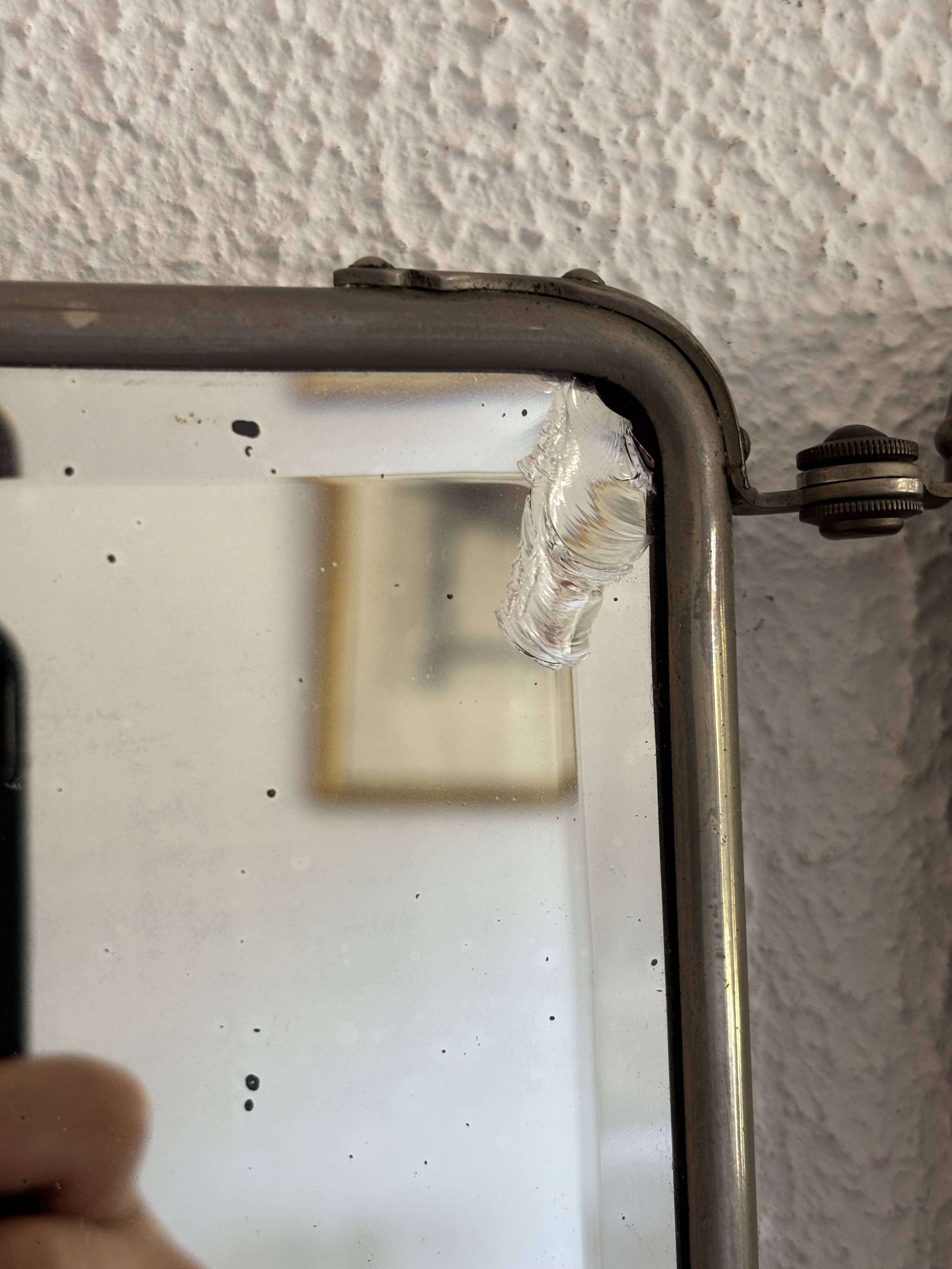 Vintage 1930s triptych barber mirror crocodile crystal - 30x69 cm