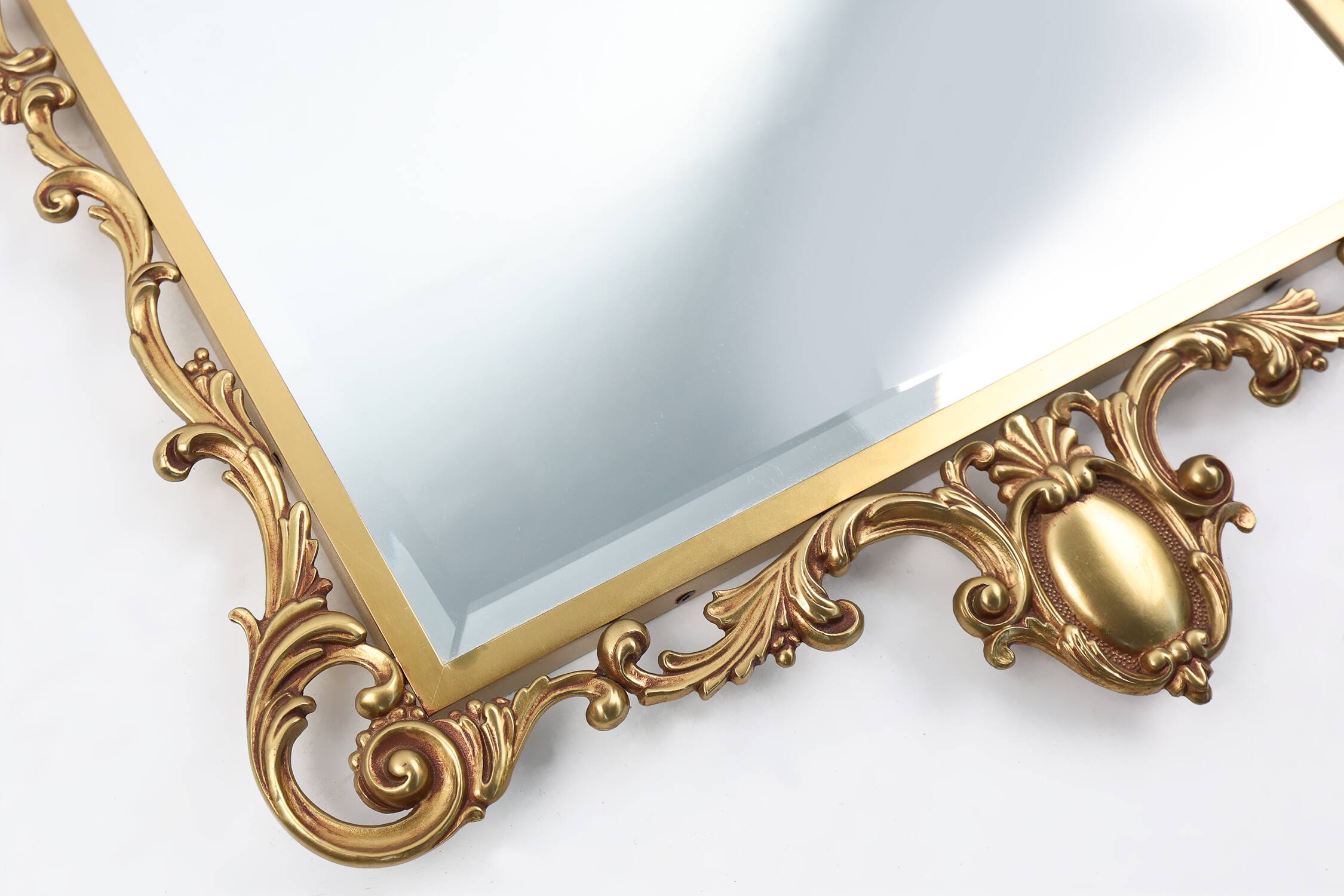 Solid copper 20th Century French Louis XV style beveled wall mirror