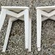 2 tabourets bois peint blanc avec pieds compas