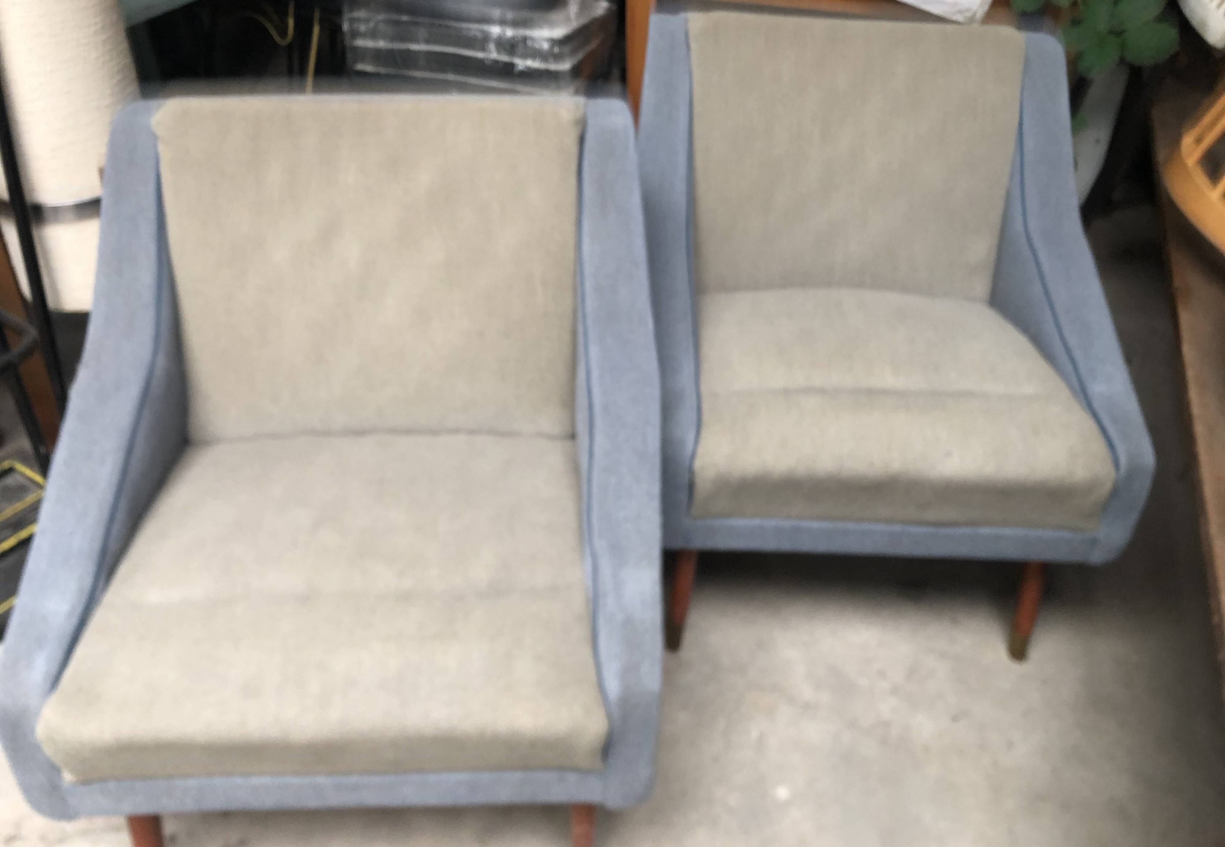 Vintage two-tone armchairs from the 60s in wool