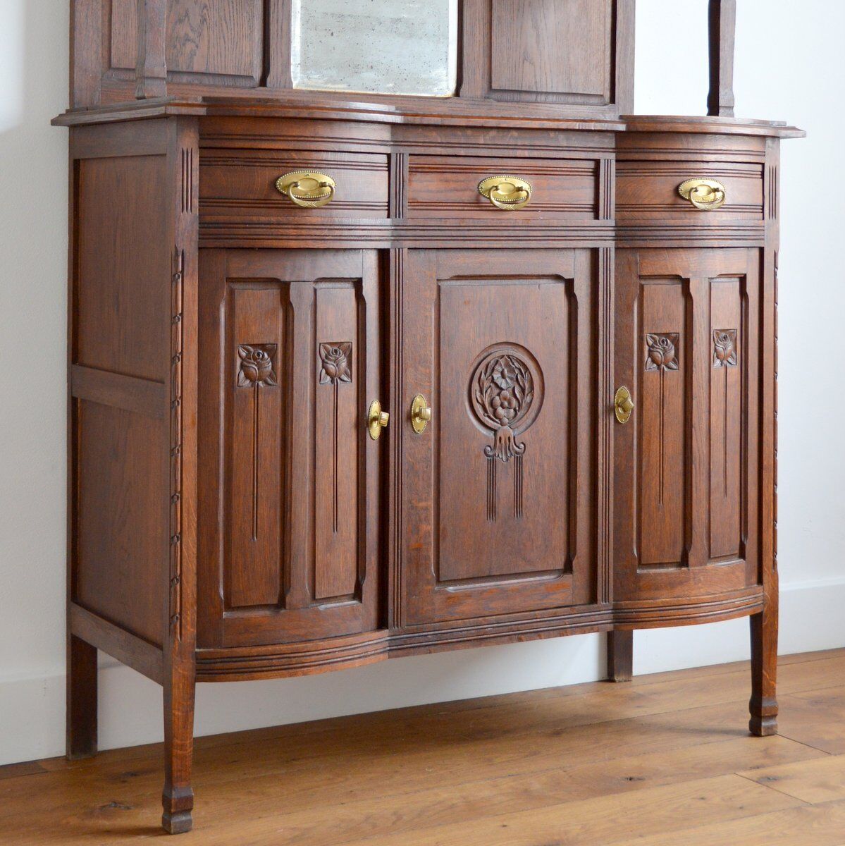 China buffet stained glass Art Nouveau 1900 vintage