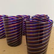 6 verres gobelets d'art Murano spirales tricolores
