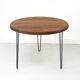 Table à manger ronde en teck avec pieds en acier, 1986