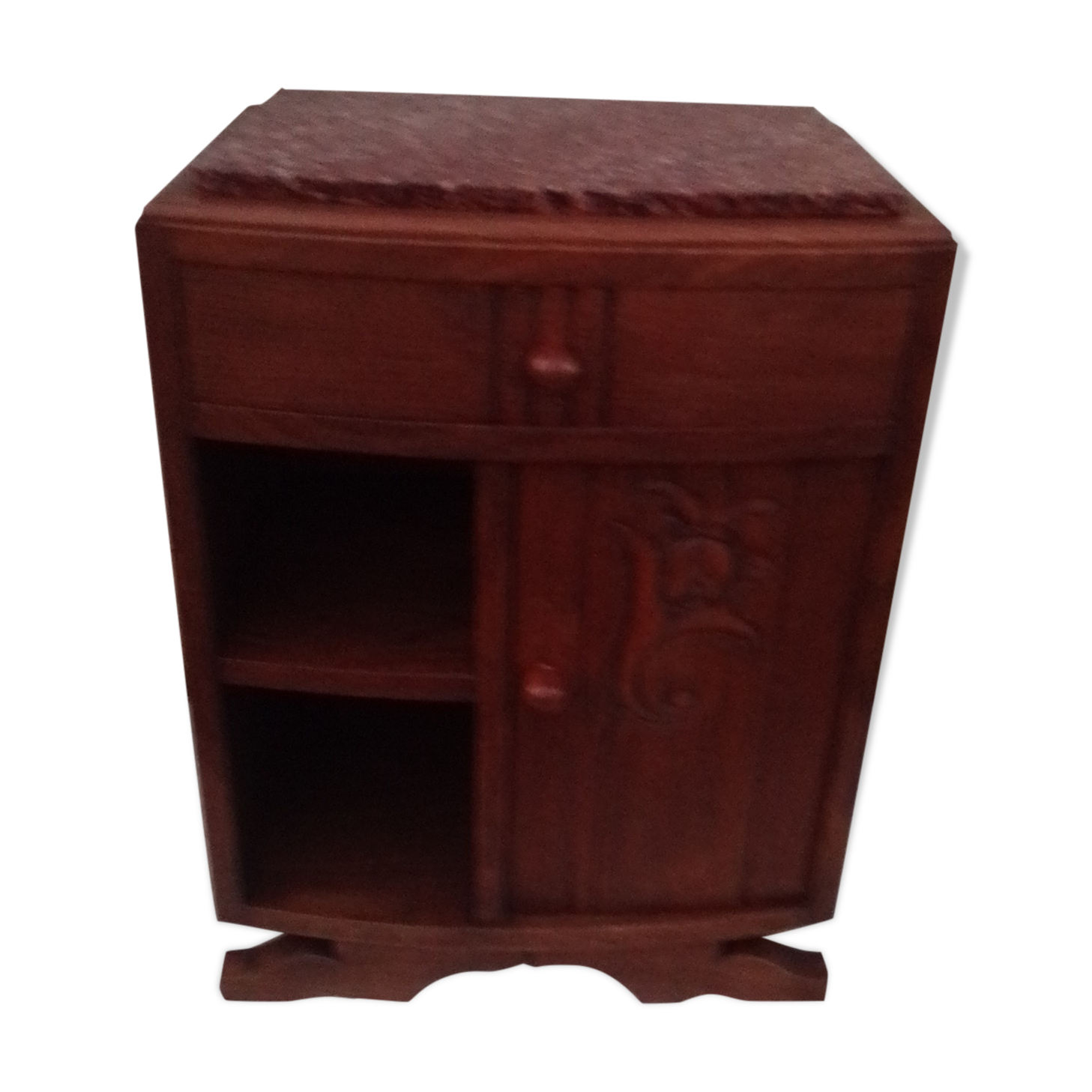 Art deco bedside table top marble door to right H 68 cm