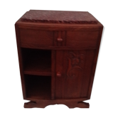 Table de chevet art déco dessus en marbre porte à droite H 68 cm