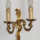 Stylish Vintage French Bronze Double Wall Sconces with Acanthus Leaf Detail