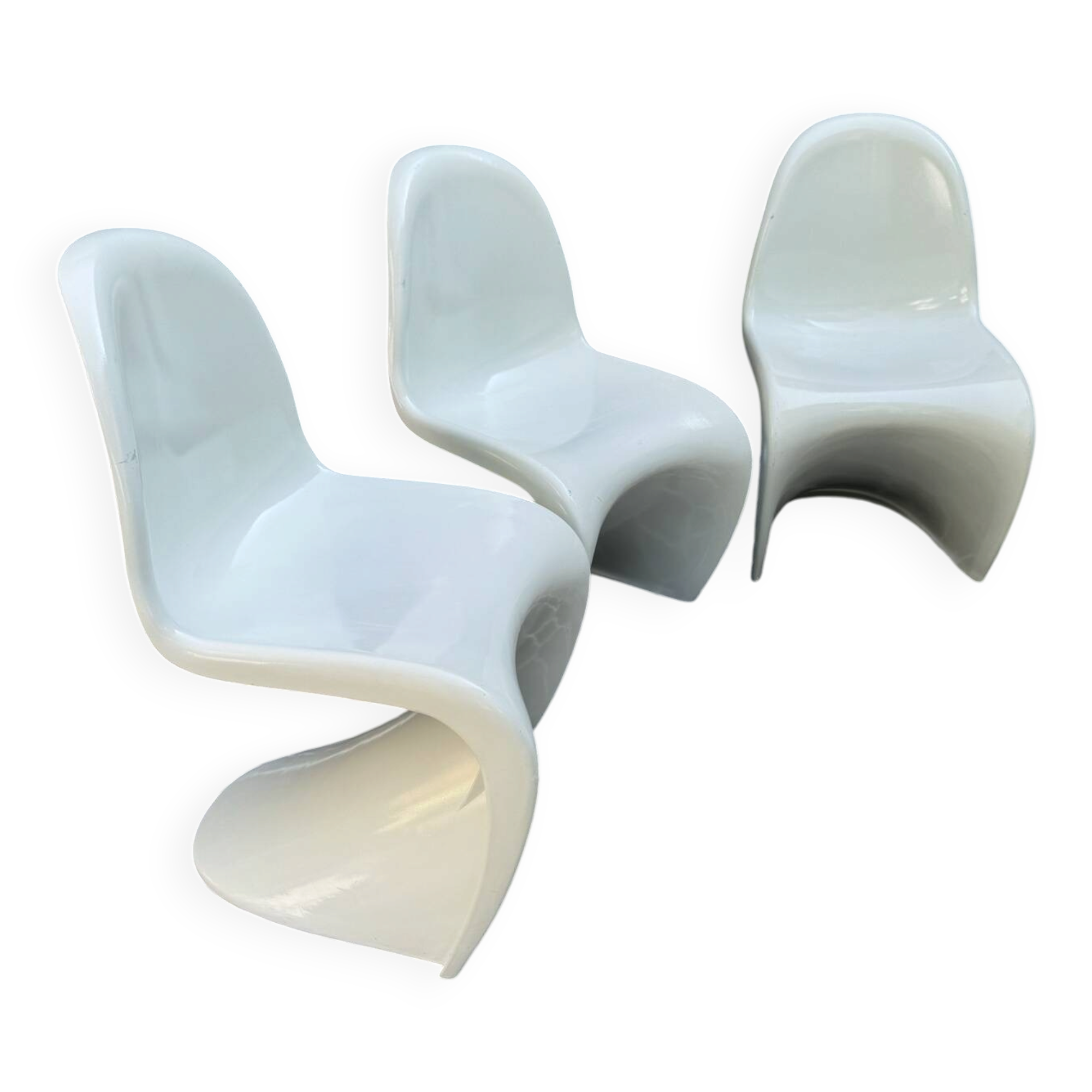Lot de 3 chaises S vintage blanches dans le style Panton chair - Vitra