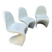 Set of 3 vintage white S chairs in the style of Panton chair - Vitra