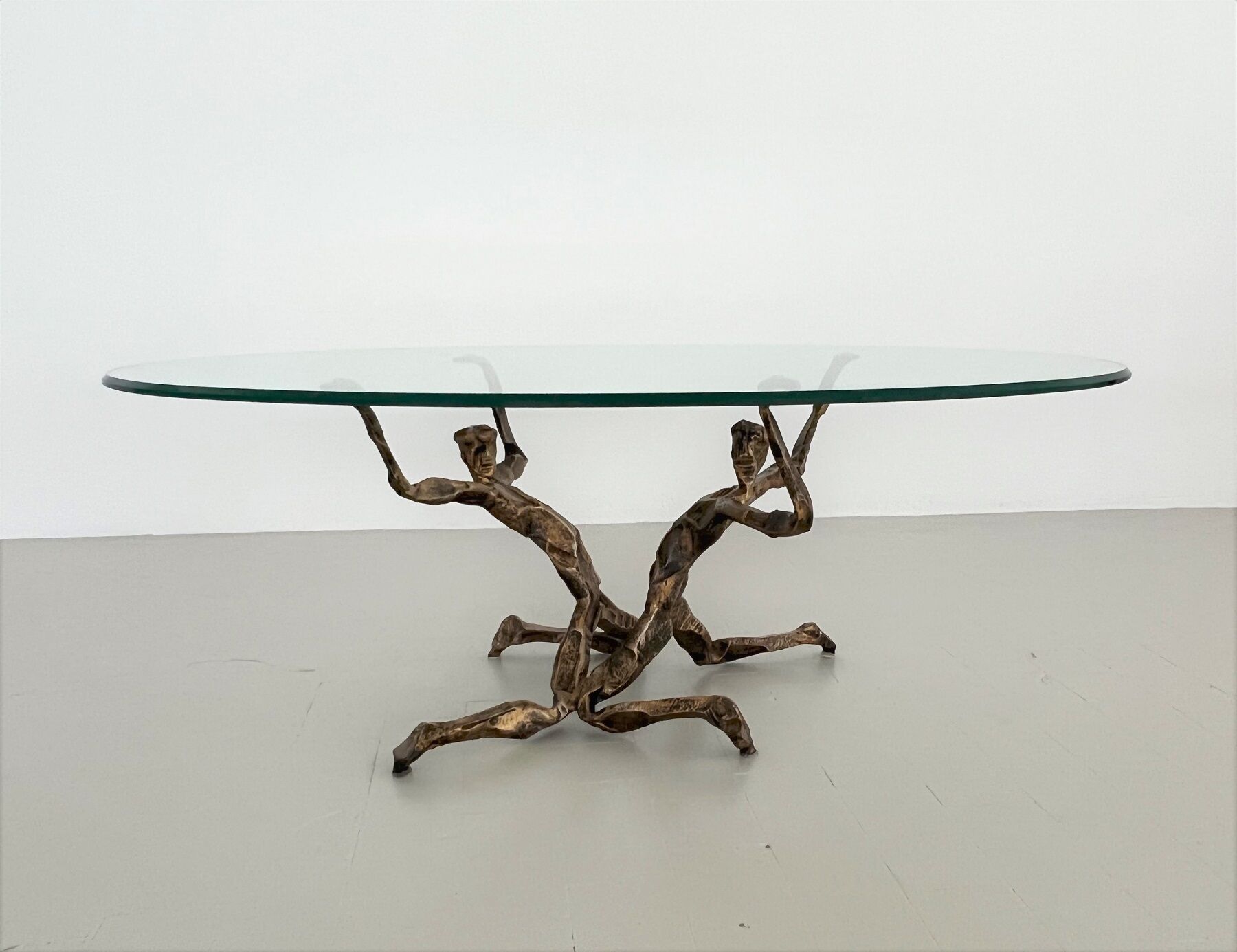 Salvino marsura vintage bronze handcrafted trinidad brutalist coffee table, 1960
