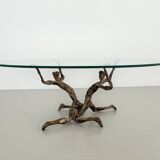 Salvino marsura vintage bronze handcrafted trinidad brutalist coffee table, 1960