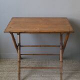 Folding bamboo side table retro 50s bohemian country decoration console furniture entrance