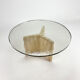 Mid Century Handmade Glass Coffee Table with Travertine Base, 1960s