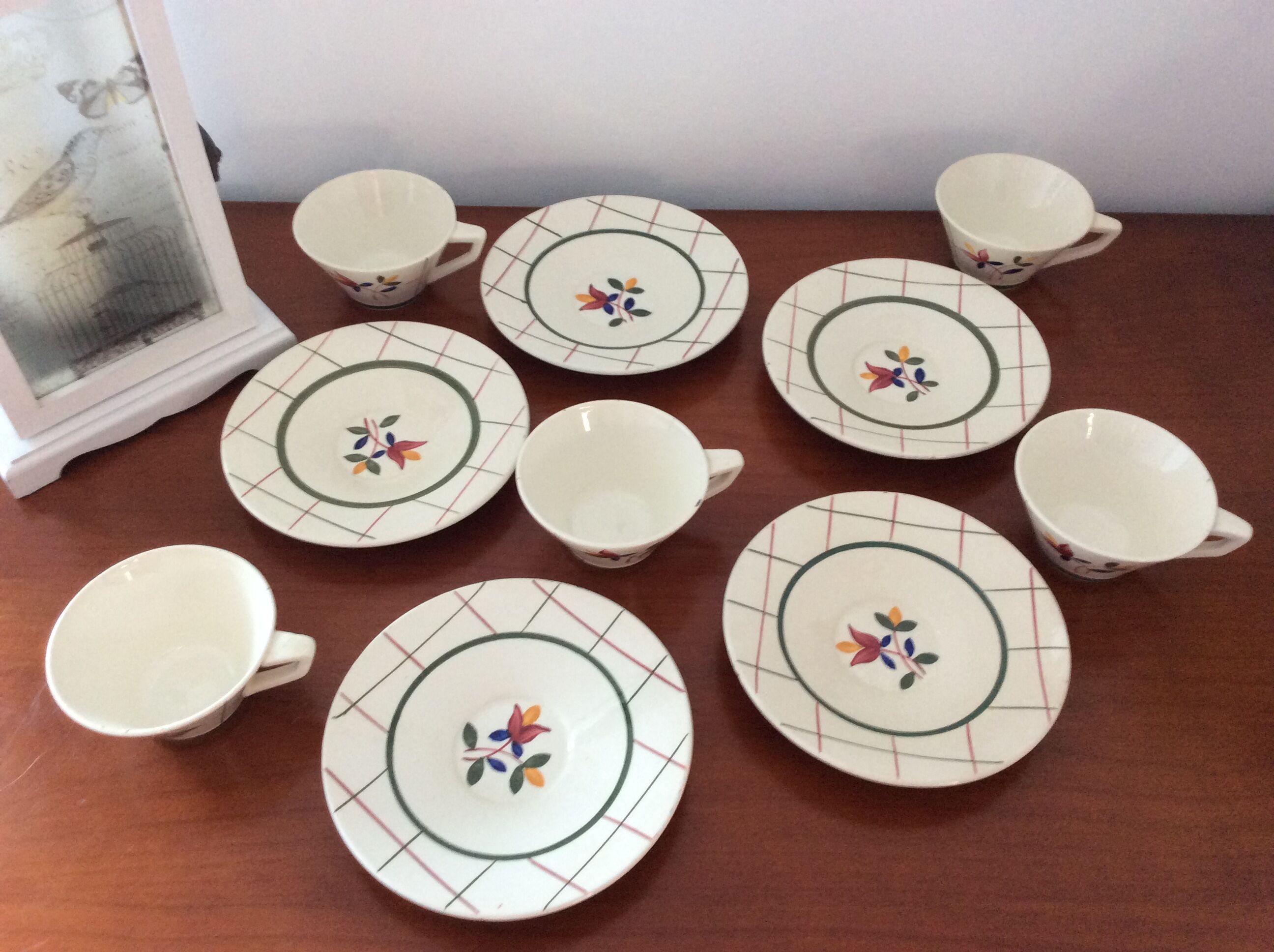 Set of 5 cups and 5 under cup old gien model tamaris