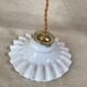 Suspension ancien opaline pâte de verre plissé blanche 1940 Vintage
