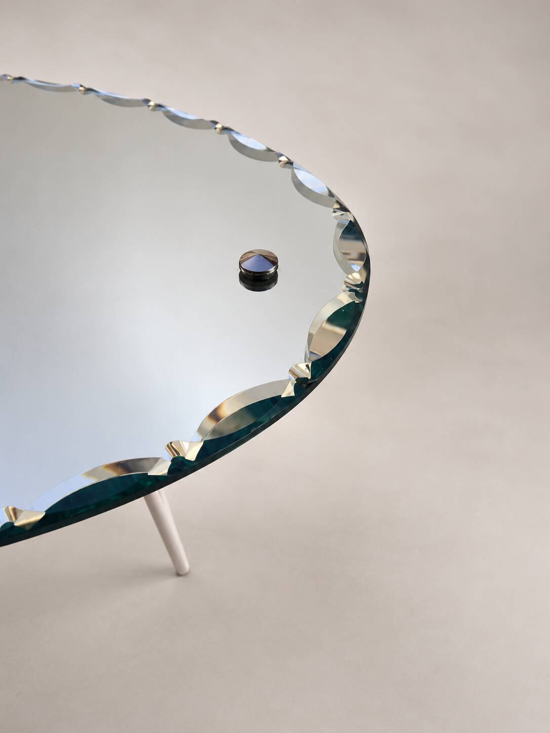 Vintage bevelled oval mirror – scalloped edge