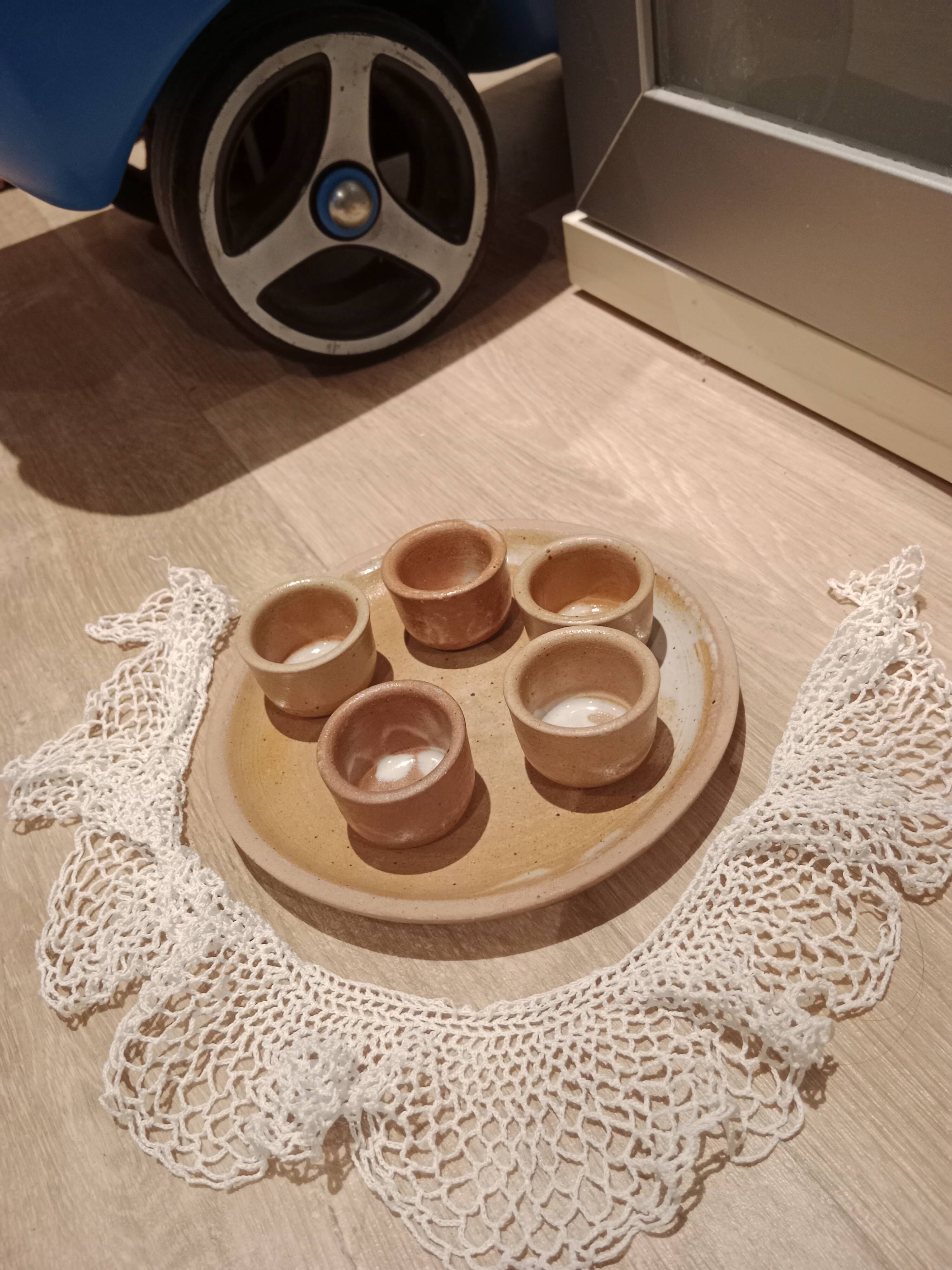 Mini iridescent vintage stoneware mugs