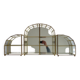 Ensemble de 3 vitrines laiton doré, verre, miroir années 60