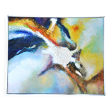 Abstract painting / acrylic, / 83 cm / 67 cm / signed JP Hallet