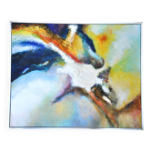 Abstract painting / acrylic, / 83 cm / 67 cm / signed JP Hallet