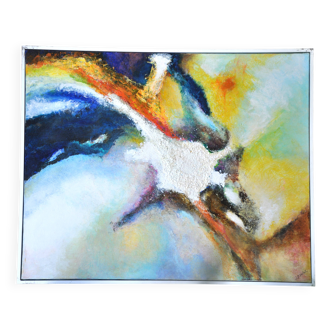 Abstract painting / acrylic, / 83 cm / 67 cm / signed JP Hallet