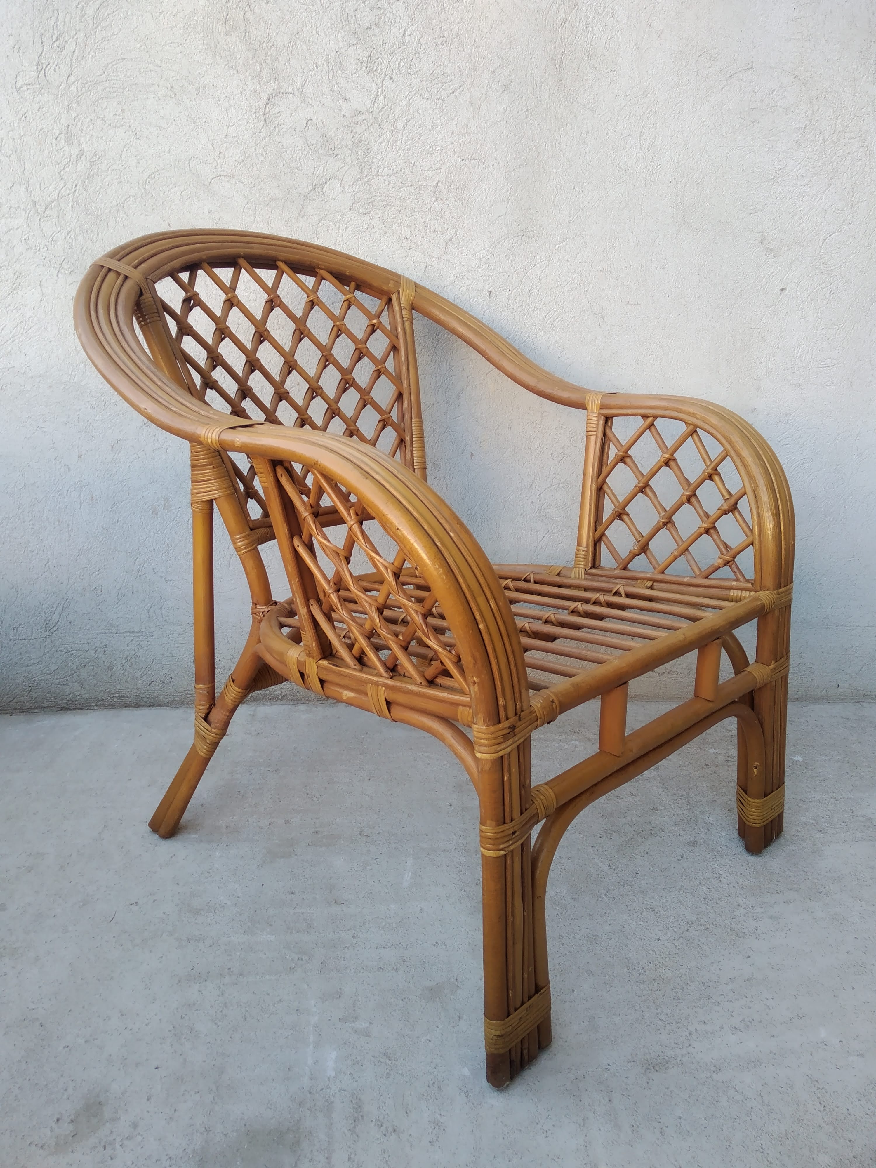 Pair of vintage rattan armchairs